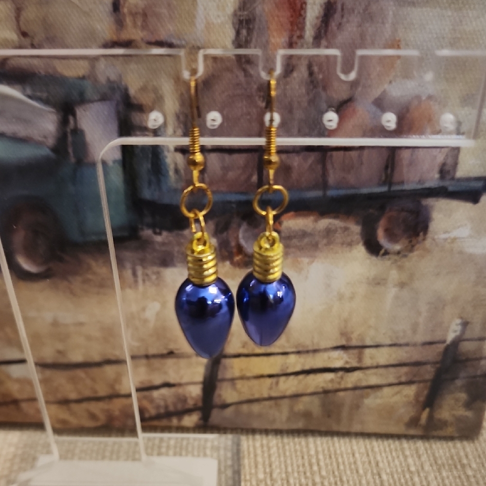 Blue and Gold Drop Earrings